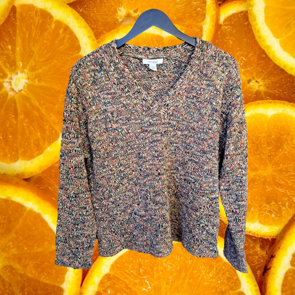 Dressbarn Multicolor V Neck Crew Sweater Size 14/16 - Picture 1 of 6